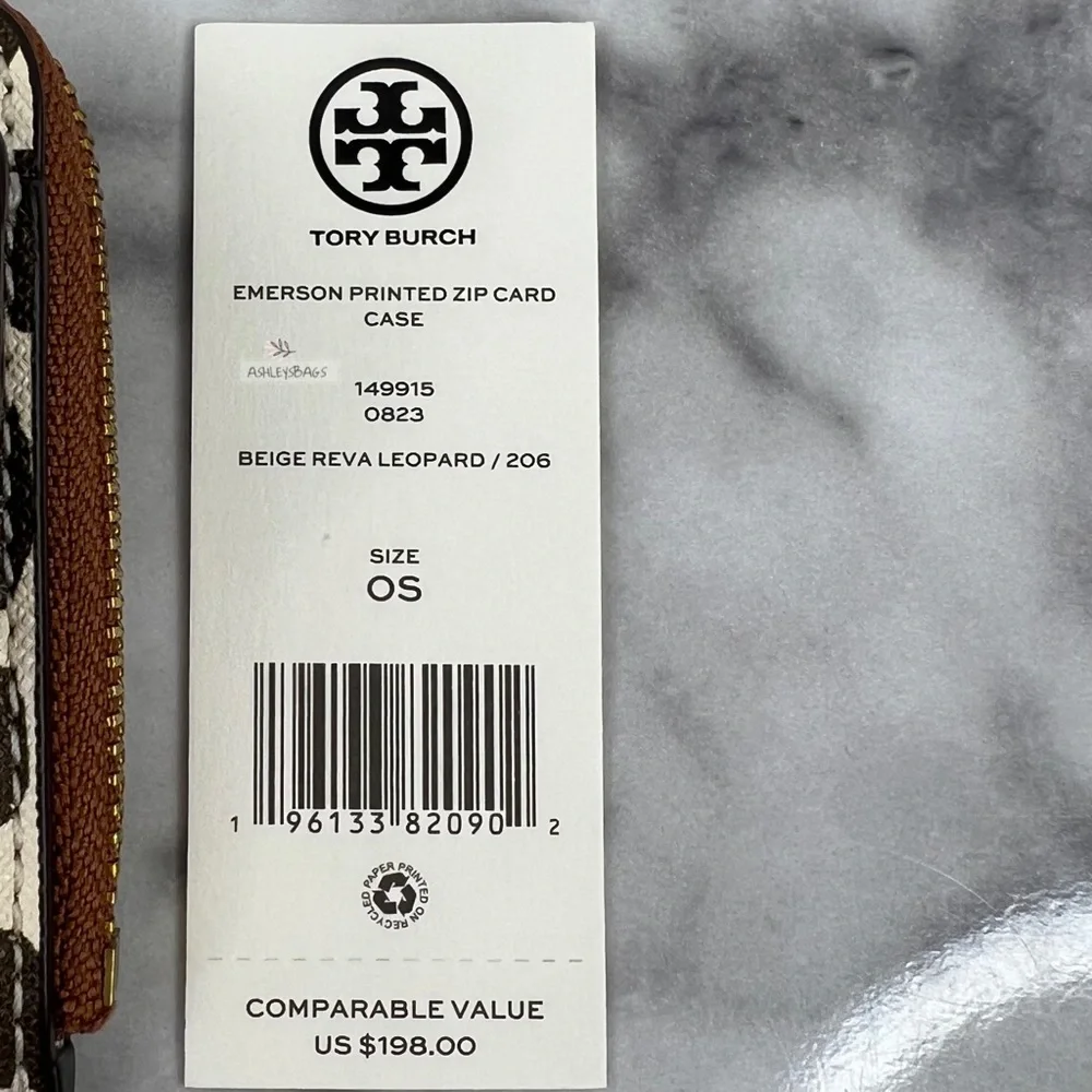 Tory Burch Emerson Printed Zip Card Case Wallet In Leopard Print